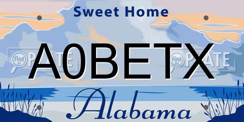 A0BETX Alabama License Plate