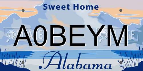 A0BEYM Alabama License Plate