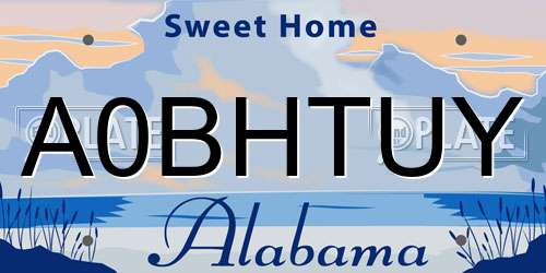 A0BHTUY Alabama License Plate