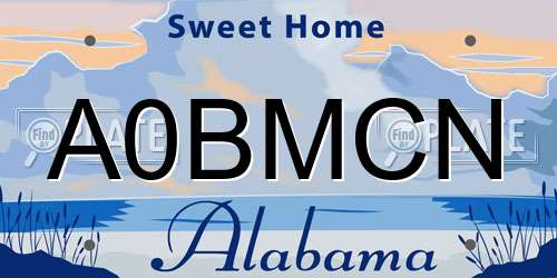 A0BMCN Alabama License Plate