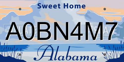 A0BN4M7 Alabama License Plate