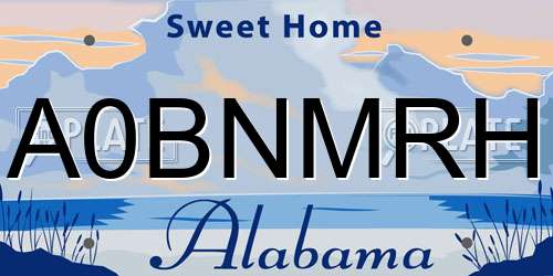 A0BNMRH Alabama License Plate