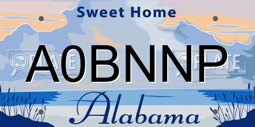 A0BNNP Alabama License Plate