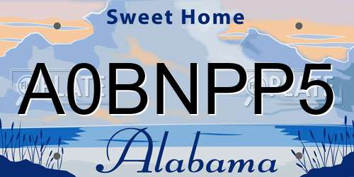 A0BNPP5 Alabama License Plate