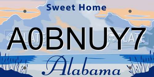 A0BNUY7 Alabama License Plate