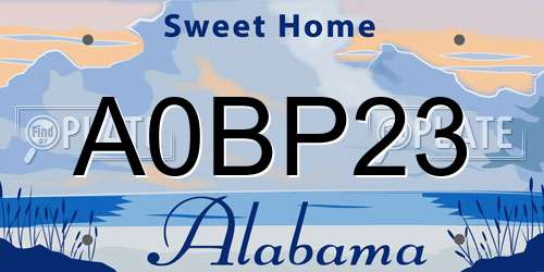A0BP23 Alabama License Plate