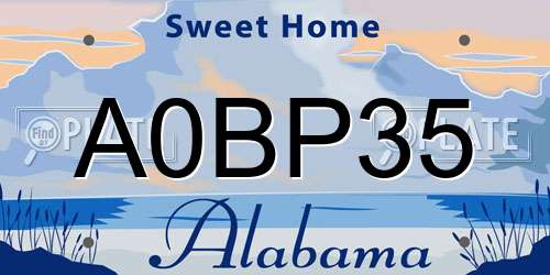 A0BP35 Alabama License Plate