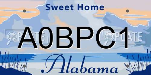 A0BPC1 Alabama License Plate