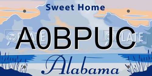 A0BPUC Alabama License Plate