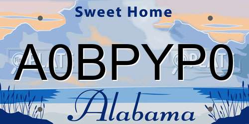 A0BPYP0 Alabama License Plate