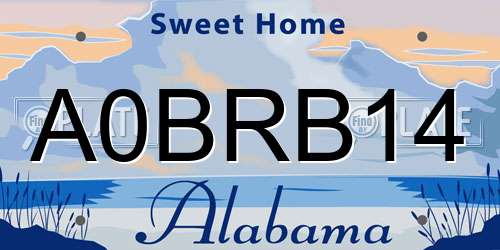 A0BRB14 Alabama License Plate
