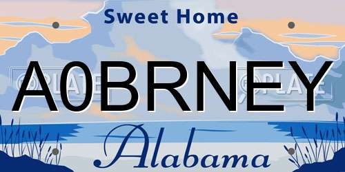 A0BRNEY Alabama License Plate