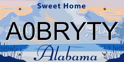 A0BRYTY Alabama License Plate