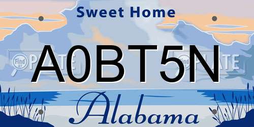 A0BT5N Alabama License Plate