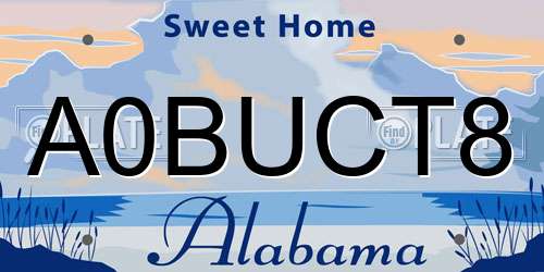 A0BUCT8 Alabama License Plate