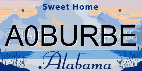 A0BURBE Alabama License Plate