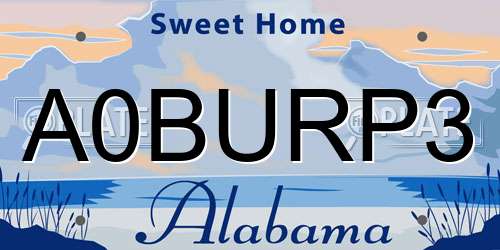 A0BURP3 Alabama License Plate