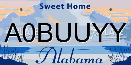 A0BUUYY Alabama License Plate