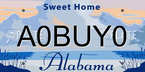 A0BUY0 Alabama License Plate