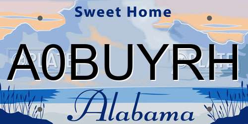 A0BUYRH Alabama License Plate