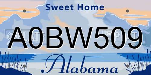 A0BW509 Alabama License Plate