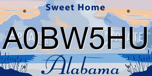 A0BW5HU Alabama License Plate