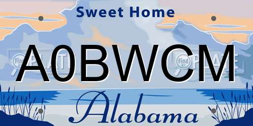 A0BWCM Alabama License Plate