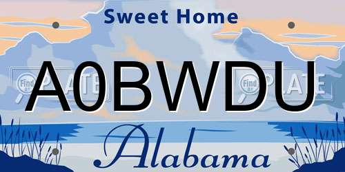A0BWDU Alabama License Plate