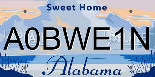 A0BWE1N Alabama License Plate