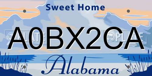 A0BX2CA Alabama License Plate