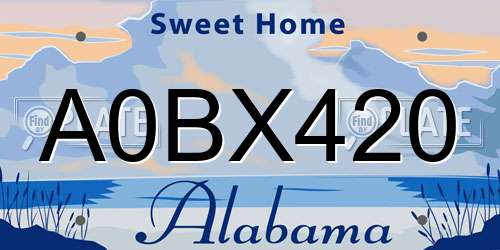 A0BX420 Alabama License Plate