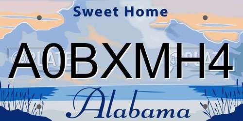 A0BXMH4 Alabama License Plate