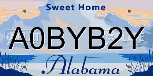 A0BYB2Y Alabama License Plate