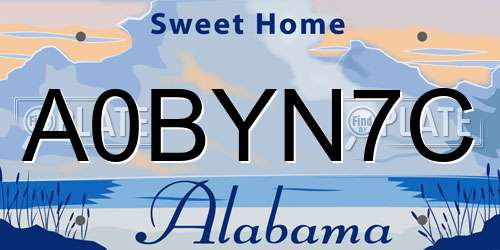 A0BYN7C Alabama License Plate