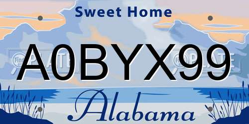 A0BYX99 Alabama License Plate