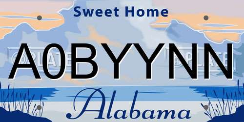 A0BYYNN Alabama License Plate