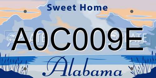 A0C009E Alabama License Plate