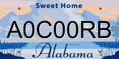 A0C00RB Alabama License Plate