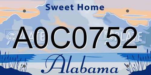 A0C0752 Alabama License Plate