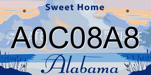 A0C08A8 Alabama License Plate
