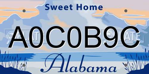A0C0B9C Alabama License Plate