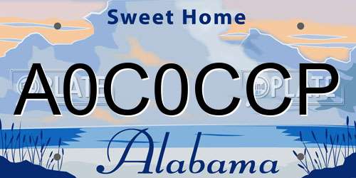 A0C0CCP Alabama License Plate
