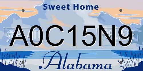 A0C15N9 Alabama License Plate
