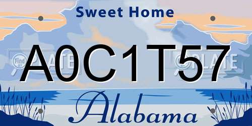 A0C1T57 Alabama License Plate