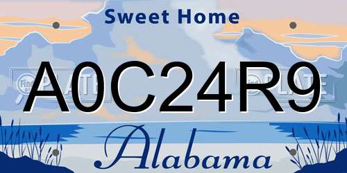A0C24R9 Alabama License Plate