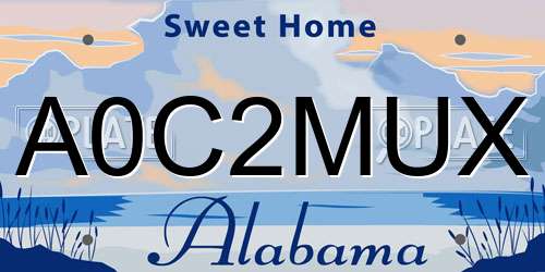 A0C2MUX Alabama License Plate