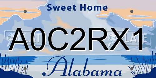 A0C2RX1 Alabama License Plate