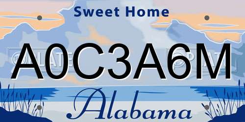 A0C3A6M Alabama License Plate