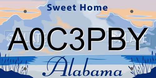A0C3PBY Alabama License Plate