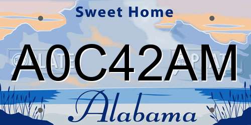 A0C42AM Alabama License Plate